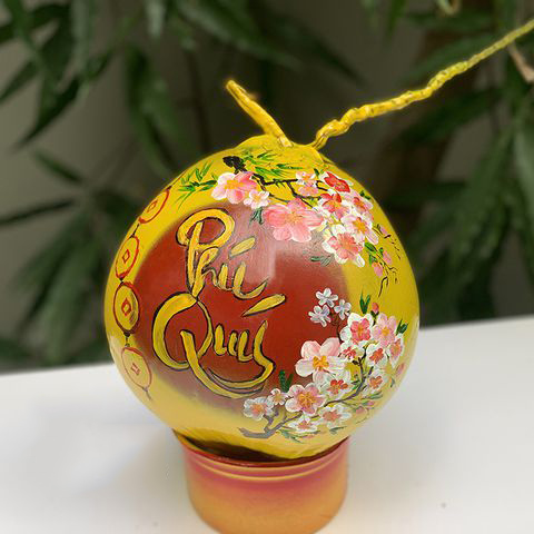 Dừa thư pháp chưng Tết đẹp
