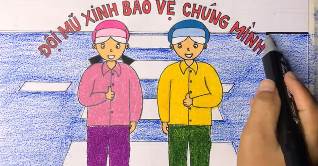 Cách vẽ tranh đội mũ xinh bảo vệ chúng mình Cách vẽ tranh đội mũ xinh bảo vệ chúng mình