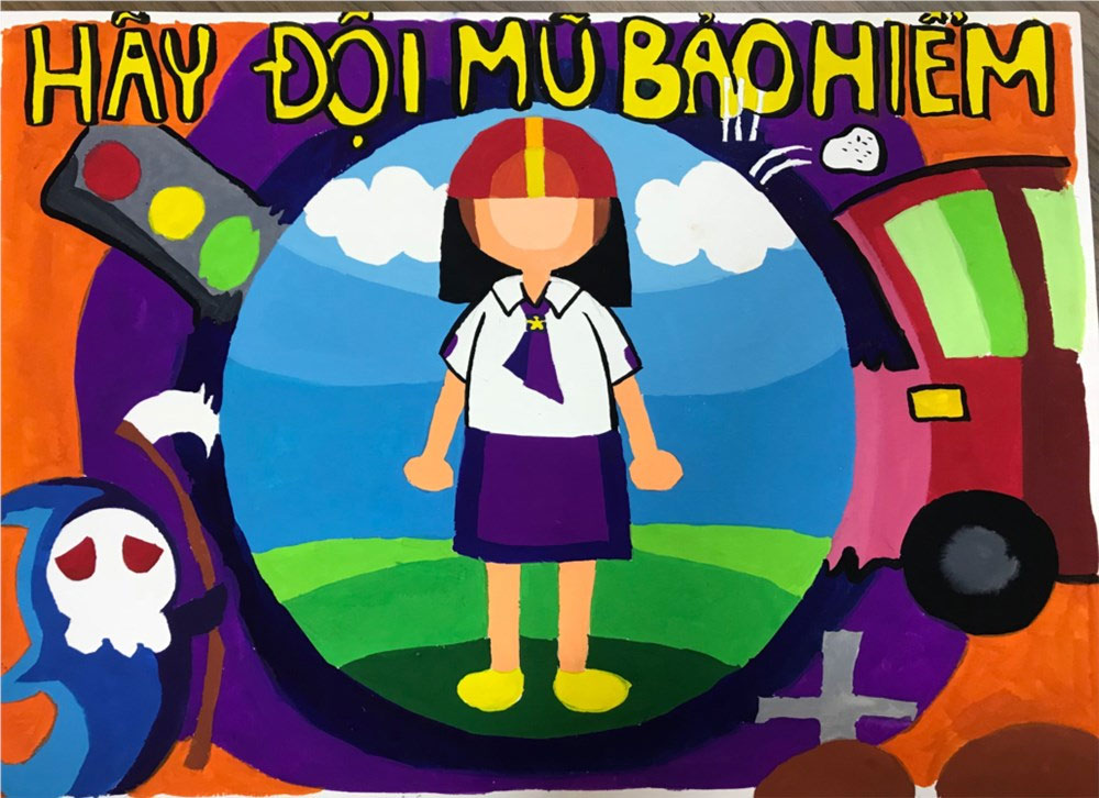 Tranh vẽ đội mũ xinh bảo vệ chúng mình Tranh vẽ đội mũ xinh bảo vệ chúng mình