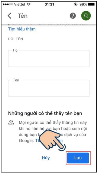 Cách đổi tên tài khoản Gmail trên điện thoại