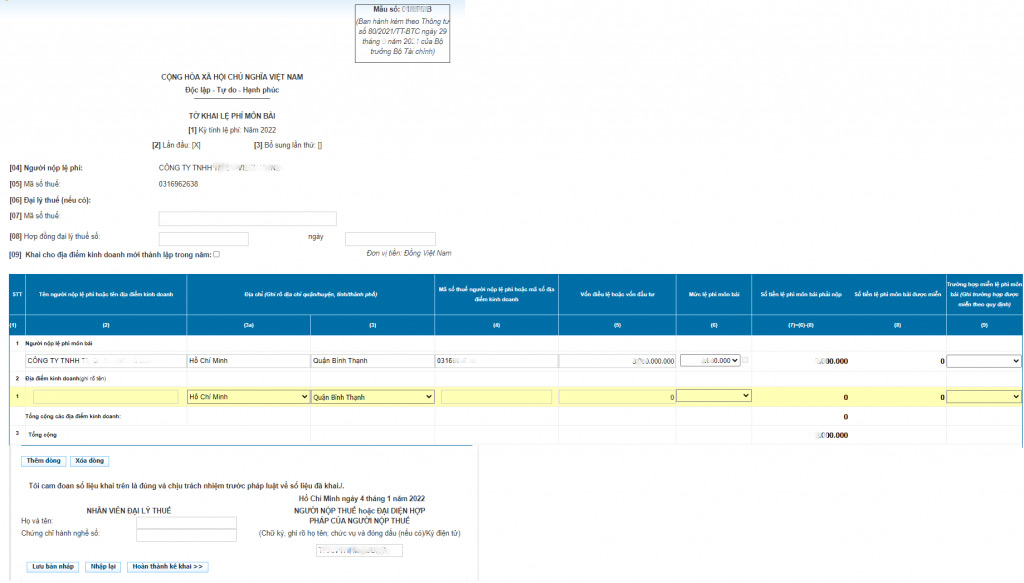 Cách đóng thuế môn bài