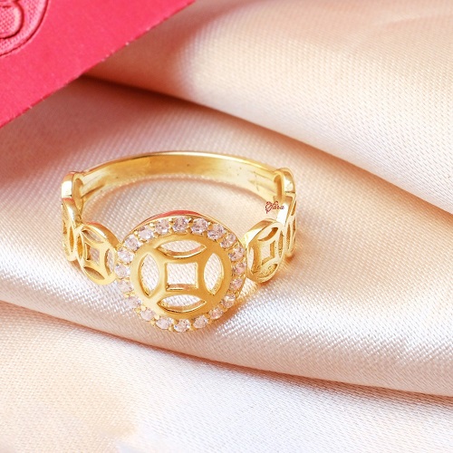 Nhẫn kim tiền đính đá Nhẫn kim tiền đính đá