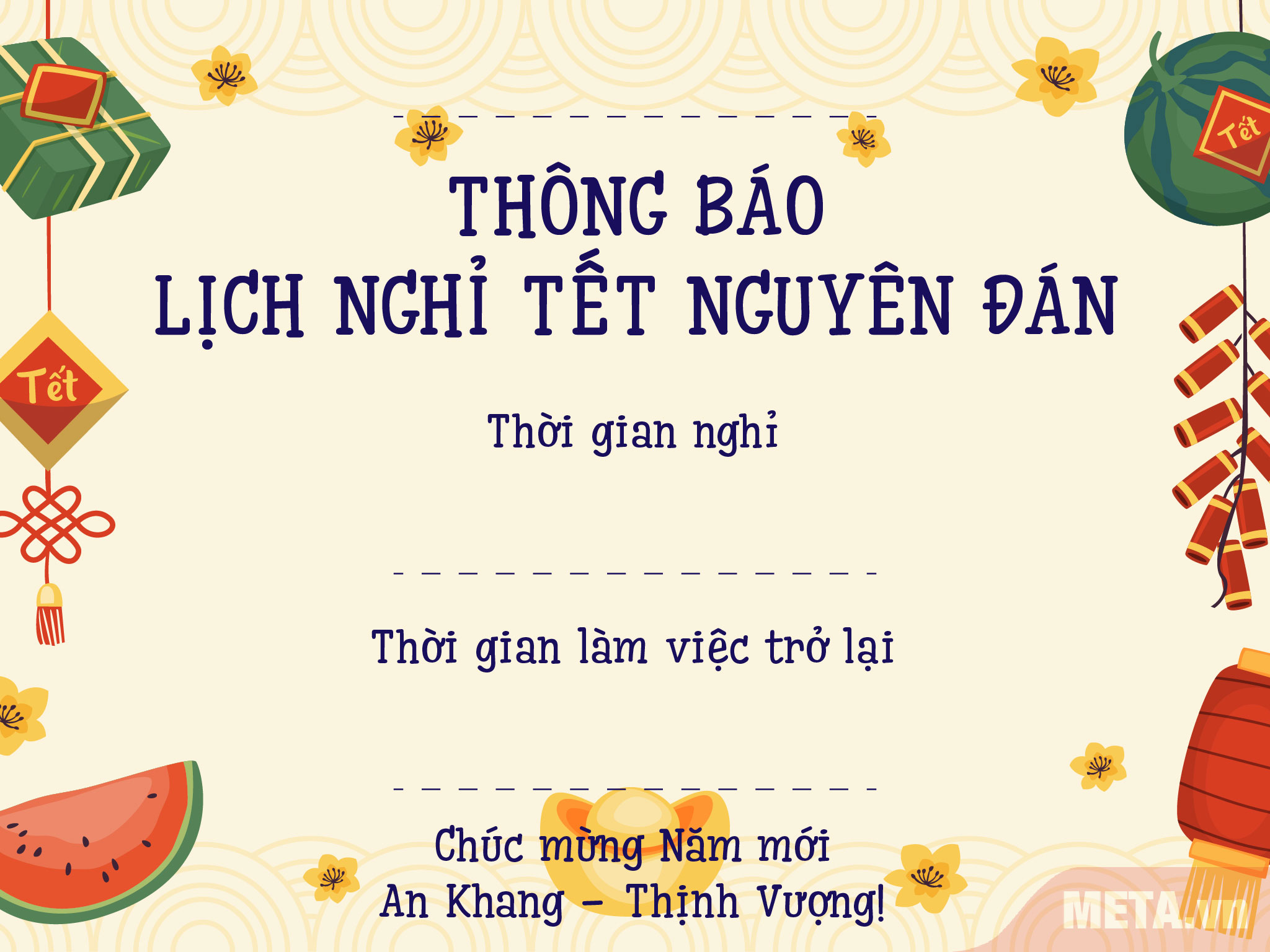 Thông báo nghỉ Tết Thông báo nghỉ Tết