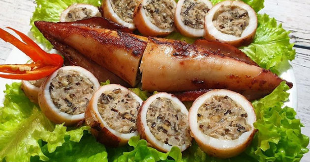 Mực nhồi thịt nướng Mực nhồi thịt nướng
