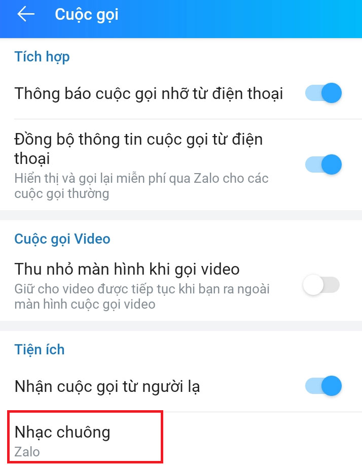 Cách đổi nhạc chuông Zalo