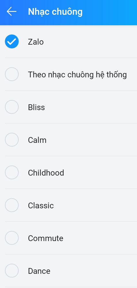 Cách đổi nhạc chuông Zalo