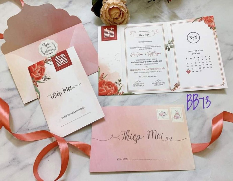 Mẫu thiệp mời đám cưới đơn giản