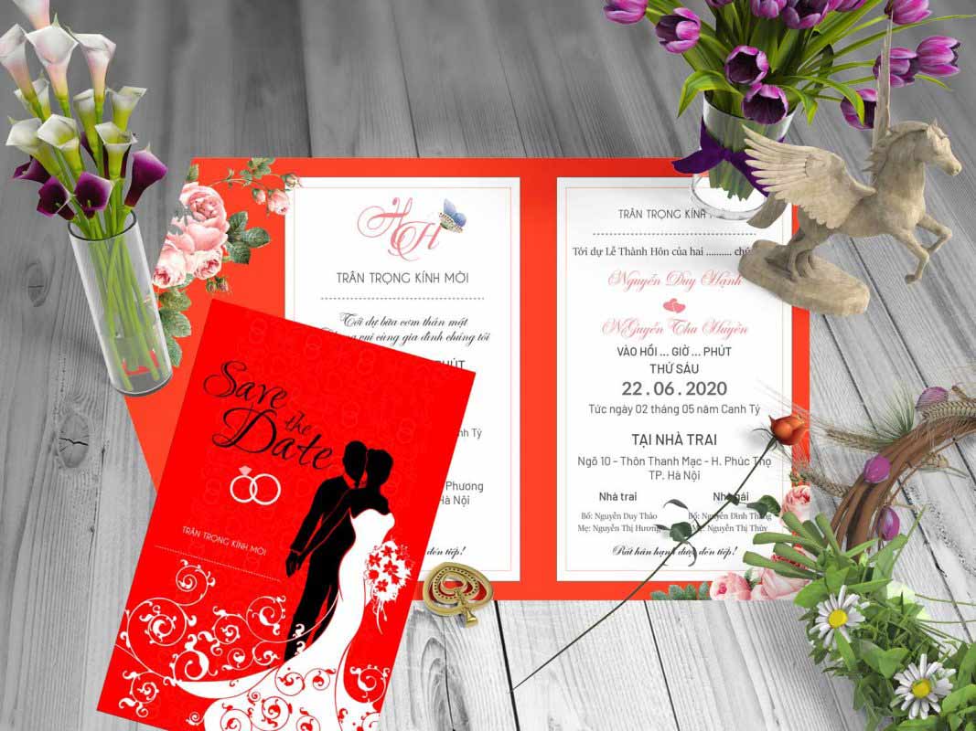 Mẫu thiệp cưới đẹp màu đỏ