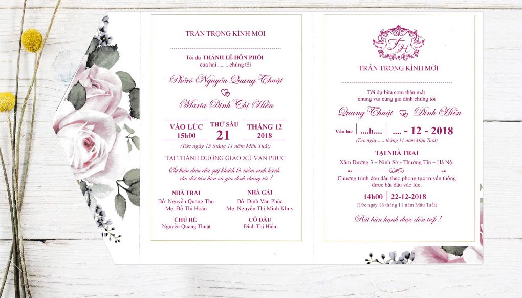 Mẫu nội dung thiệp cưới nhà trai Mẫu nội dung thiệp cưới nhà trai