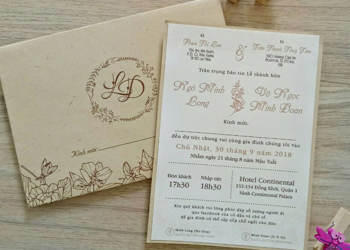 Mẫu nội dung thiệp cưới nhà gái Mẫu nội dung thiệp cưới nhà gái