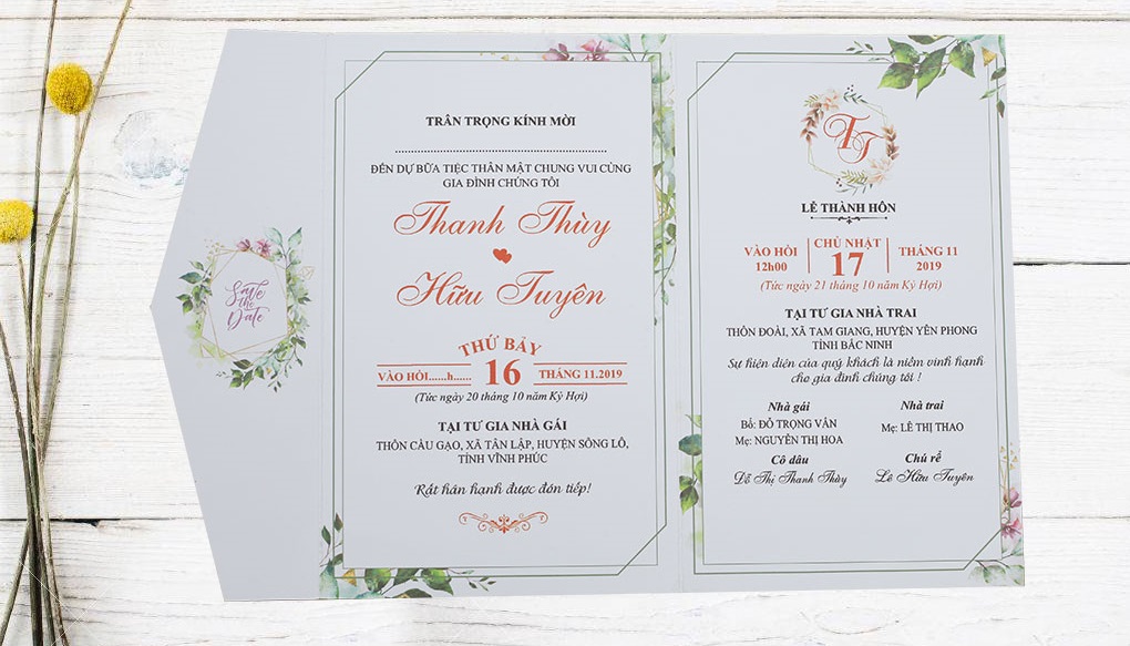 Mẫu nội dung thiệp cưới nhà gái Mẫu nội dung thiệp cưới nhà gái