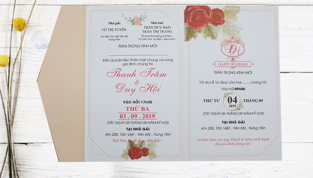 Mẫu nội dung thiệp cưới nhà gái Mẫu nội dung thiệp cưới nhà gái