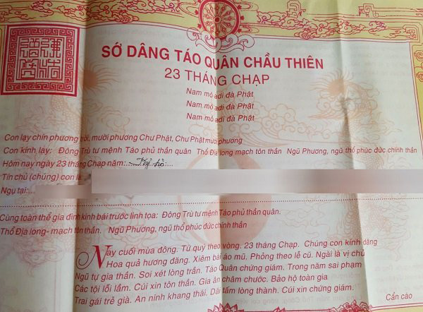 Cách ghi sớ ông Táo Cách ghi sớ ông Táo