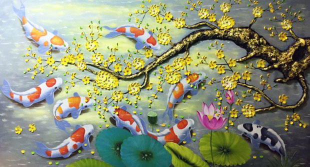 Tranh cá chép phong thủy