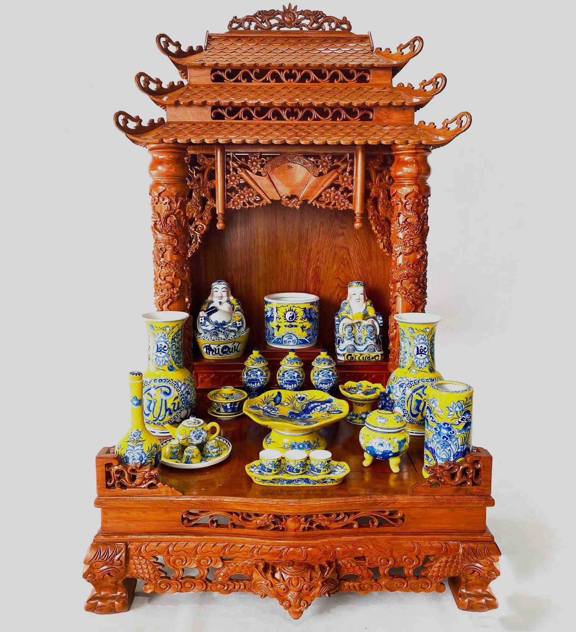 Mẫu bàn thờ Thần Tài có mái đẹp nhất Mẫu bàn thờ Thần Tài có mái đẹp nhất