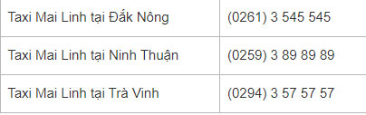 Số điện thoại taxi Mai Linh Số điện thoại taxi Mai Linh