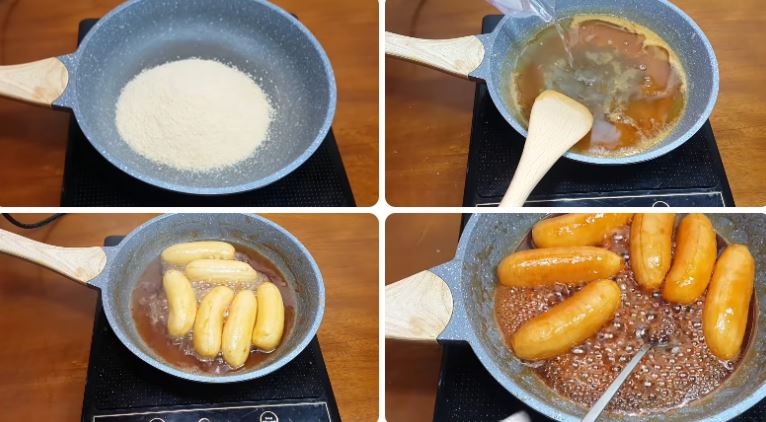 Cách làm chuối ngào đường màu đỏ