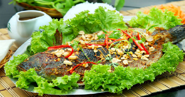 Cá lóc nướng mỡ hành Cá lóc nướng mỡ hành