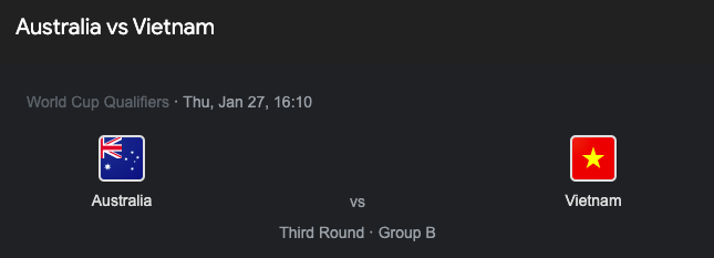 Việt Nam đá với Úc vào lúc mấy giờ? Việt Nam đá với Úc vào lúc mấy giờ?