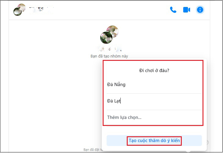 Nhấn chọn Tạo cuộc thăm dò ý kiến