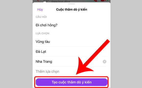 Nhấn gõ để đặt câu hỏi tạo cuộc thăm dò