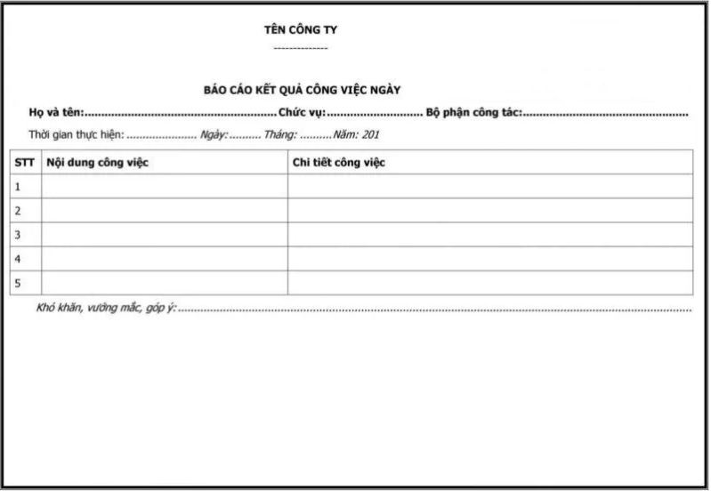 Mẫu báo cáo tiến độ công việc hàng tuần bằng Word 1