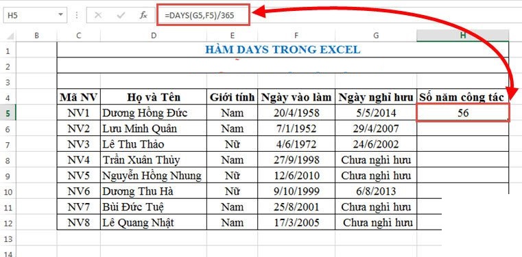 Hàm DAYS Hàm DAYS