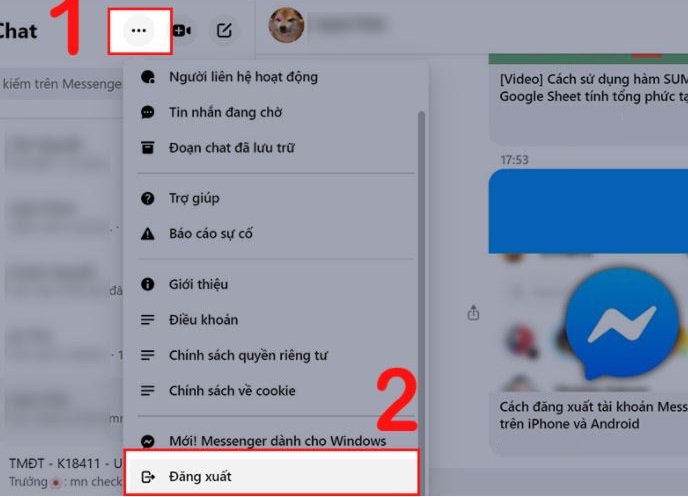 Cách đăng xuất Messenger trên máy tính