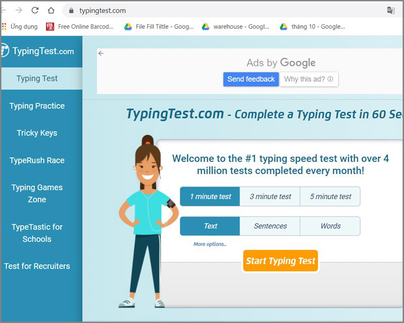 TypingTest: Kiểm tra tốc độ đánh máy trực tuyến TypingTest: Kiểm tra tốc độ đánh máy trực tuyến