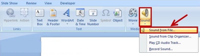 Cách chèn nhạc vào PowerPoint 2007, 2003