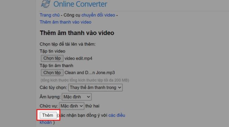 Cách ghép nhạc vào video với Online Converter