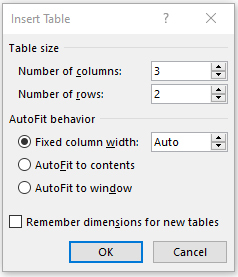 Nhập số lượng cột vào ô Numbers of Columns Nhập số lượng cột vào ô Numbers of Columns