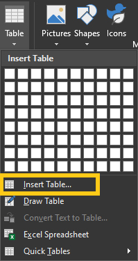 Chọn Insert Table Chọn Insert Table