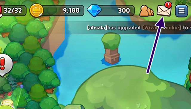 Vào lại game -> Chọn mục Thư ở góc bên trái màn hình Vào lại game → Chọn mục Thư ở góc bên trái màn hình