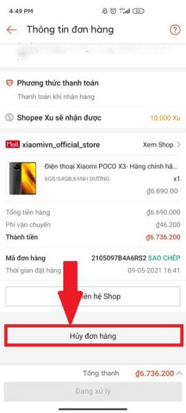 Tìm đơn hàng bạn muốn hủy -> Nhấn Hủy đơn hàng Tìm đơn hàng bạn muốn hủy -> Nhấn Hủy đơn hàng