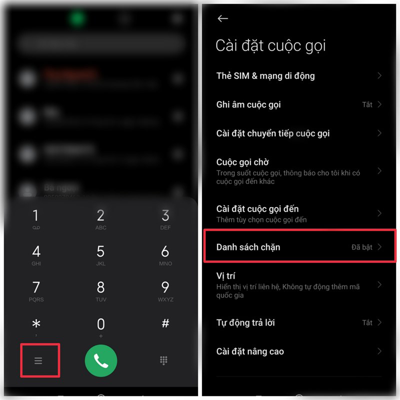 Mở ứng dụng Điện thoại của bạn -> Nhấn chọn biểu tượng 3 dấu gạch Mở ứng dụng Điện thoại của bạn -> Nhấn chọn biểu tượng 3 dấu gạch