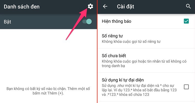 Nhấn vào hình bánh răng ở góc phải màn hình -> Chọn mục Số chưa biết Nhấn vào hình bánh răng ở góc phải màn hình -> Chọn mục Số chưa biết