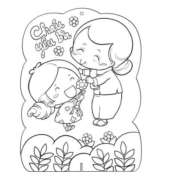 Tranh tô màu ngày 8/3 cho bé Tranh tô màu ngày 8/3 cho bé