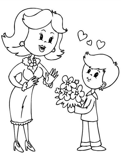 Tranh tô màu ngày 8/3 cho bé Tranh tô màu ngày 8/3 cho bé