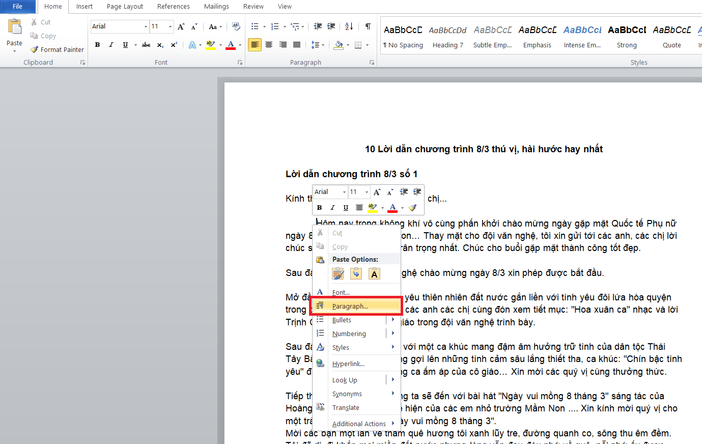 Cách thụt đầu dòng trong Word bằng phím Tab Cách thụt đầu dòng trong Word bằng phím Tab