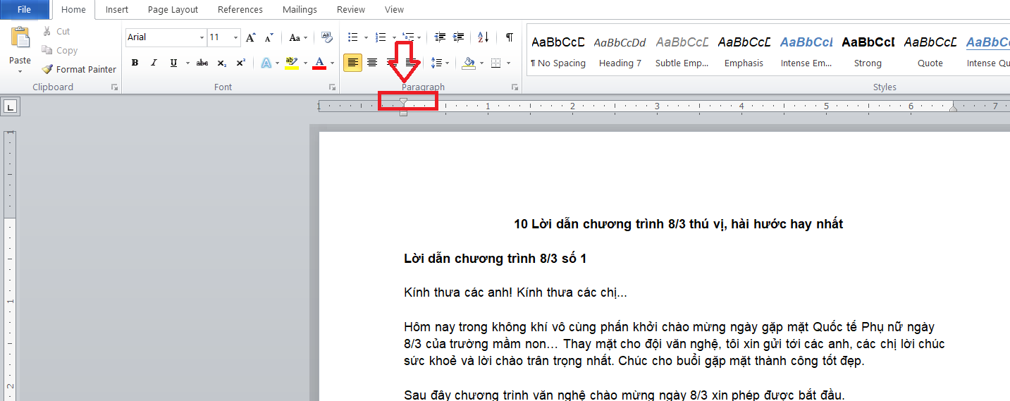 Cách thụt đầu dòng trong Word bằng Ruler Cách thụt đầu dòng trong Word bằng Ruler