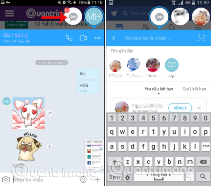 Khi có tin nhắn Zalo, bong bóng chat sẽ tự động hiển thị trên màn hình -> Nhấn vào bong bóng chat Zalo để nhắn tin với bạn bè