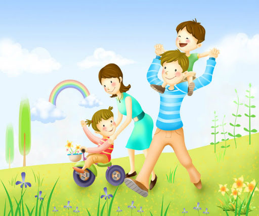 Ảnh gia đình hạnh phúc hoạt hình