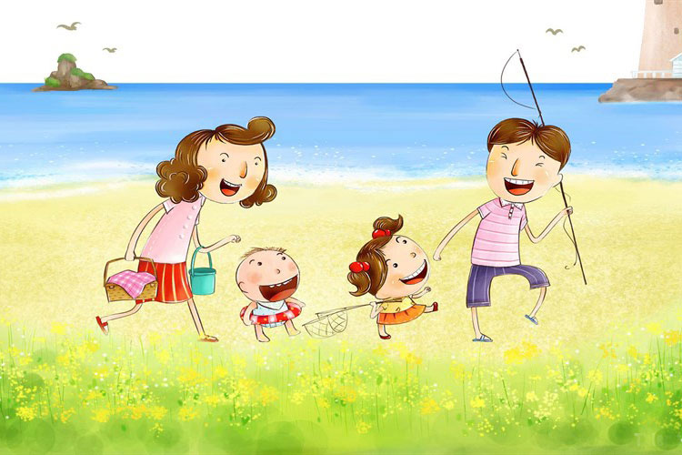 Ảnh gia đình hạnh phúc hoạt hình