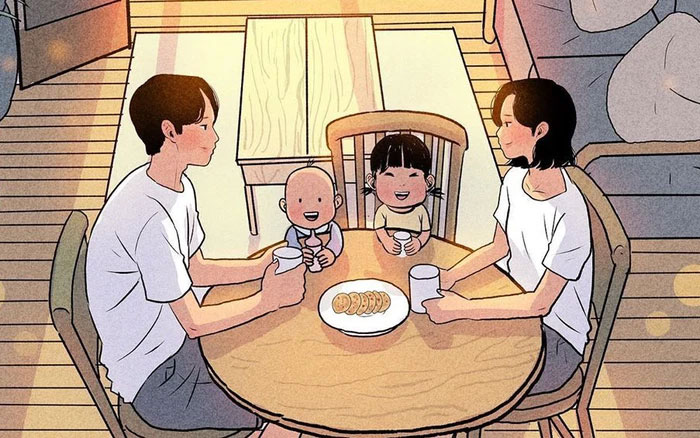 Ảnh gia đình hạnh phúc hoạt hình