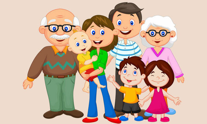 Ảnh gia đình hạnh phúc hoạt hình