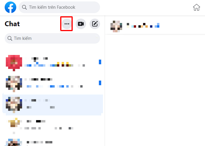 Tại giao diện của Messenger, bạn nhấn vào dấu ba chấm xuất hiện ở bên trái màn hình Tại giao diện của Messenger, bạn nhấn vào dấu ba chấm xuất hiện ở bên trái màn hình