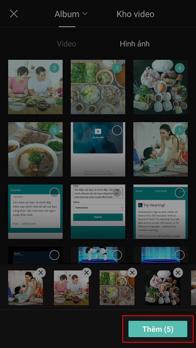 Chọn video mà bạn muốn ghép giọng chị Google làm video trên TikTok -> Nhấn chọn Thêm Chọn video mà bạn muốn ghép giọng chị Google làm video trên TikTok -> Nhấn chọn Thêm