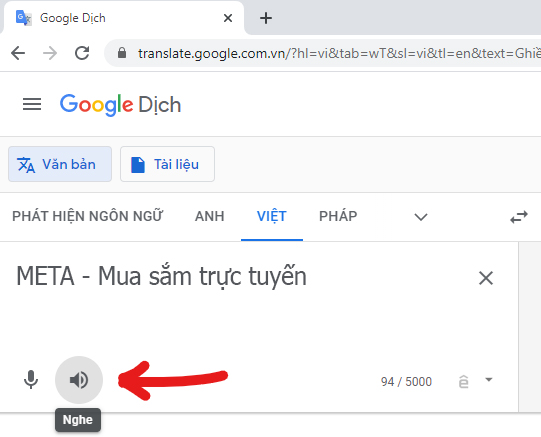 Nhấn vào biểu tượng hình cái loa phía dưới khung nhập để phát nội dung vừa nhập Nhấn vào biểu tượng hình cái loa phía dưới khung nhập để phát nội dung vừa nhập