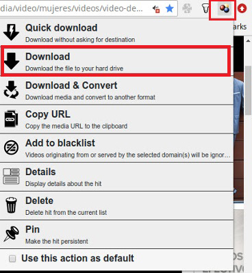 Nhấn vào biểu tượng tiện ích DownloadHelper trên thanh công cụ của trình duyệt Nhấn vào biểu tượng tiện ích DownloadHelper trên thanh công cụ của trình duyệt